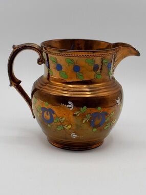 Antique Hand Painted Copper Luster Jug